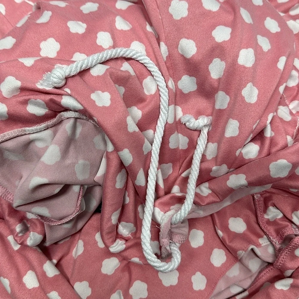 Kate Spade Pajama Set 2 Piece Long Sleeve Button Down Shirt Pants Pink Large